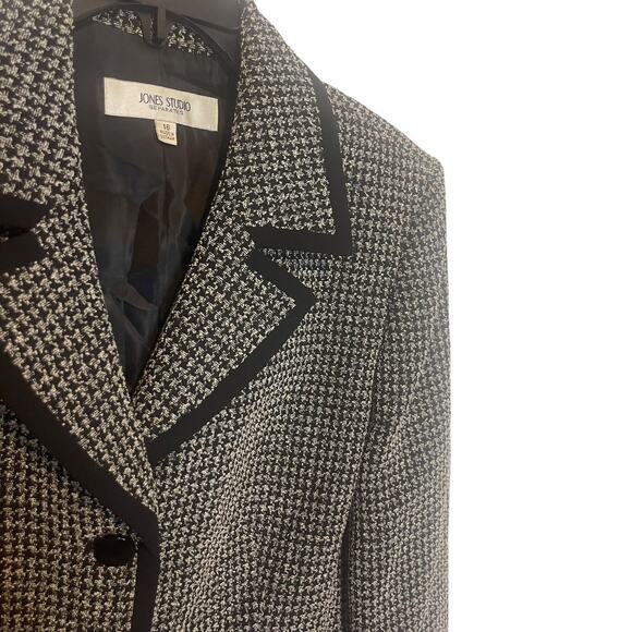 Jones Studio Separates Vintage Y2k Plus Size 16 Houndstooth 3 Button Blazer - Picture 4 of 11